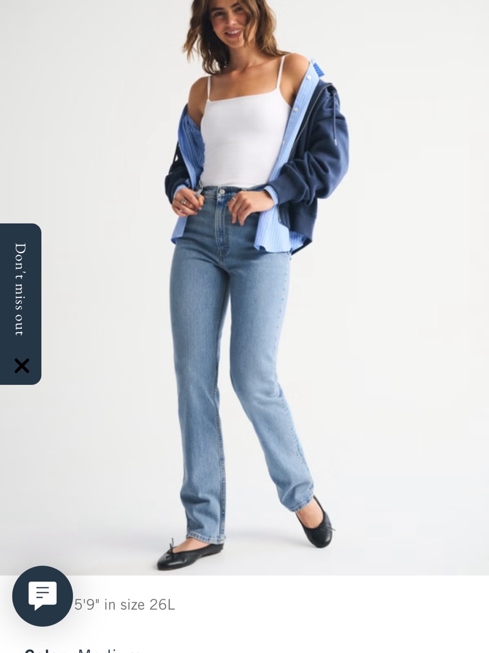 Abercrombie 90s Ultra High Rise Straight Jean with Criss cross Button